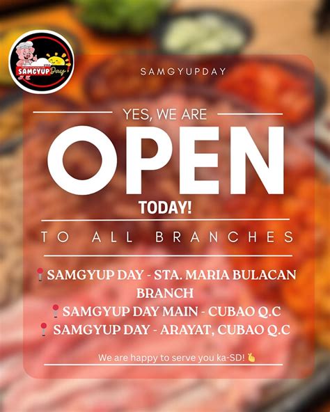 We are open today at Cubao from .